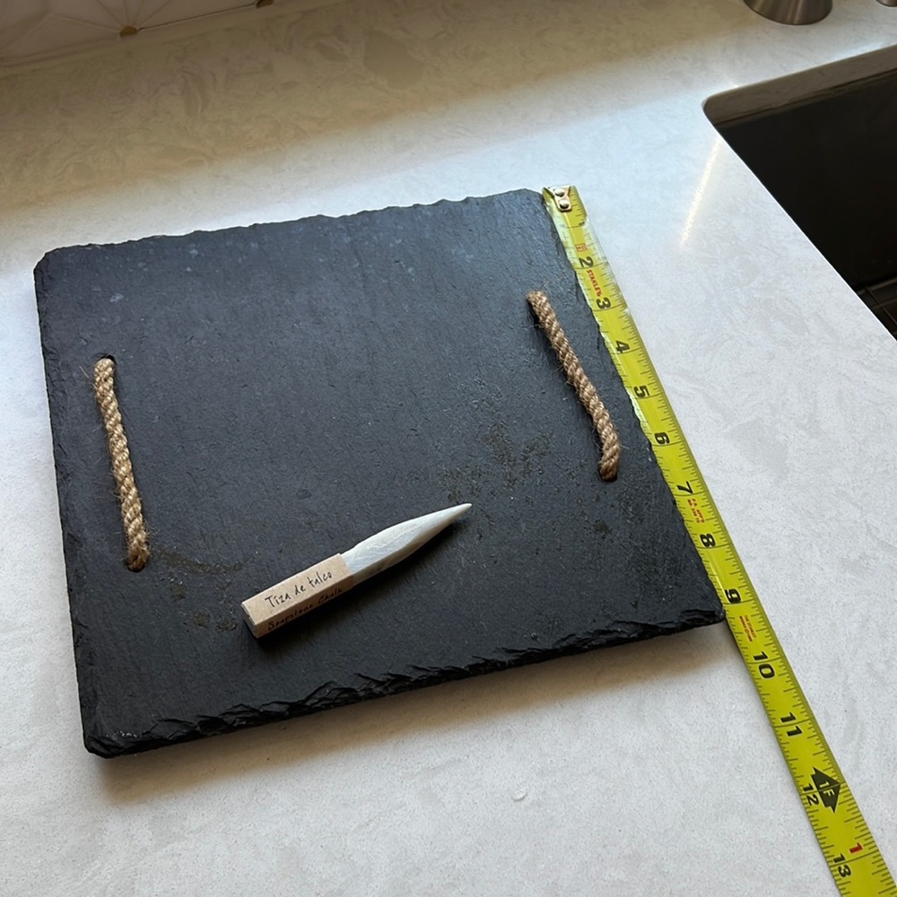 Service tray with writing stone chalk